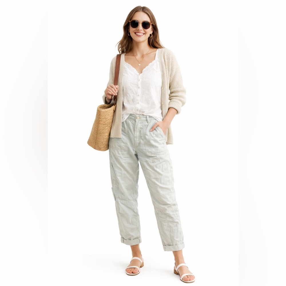 Calvin Klein Jeans Women’s Sea-foam Cargo Pants Crop Cuffed - Size S